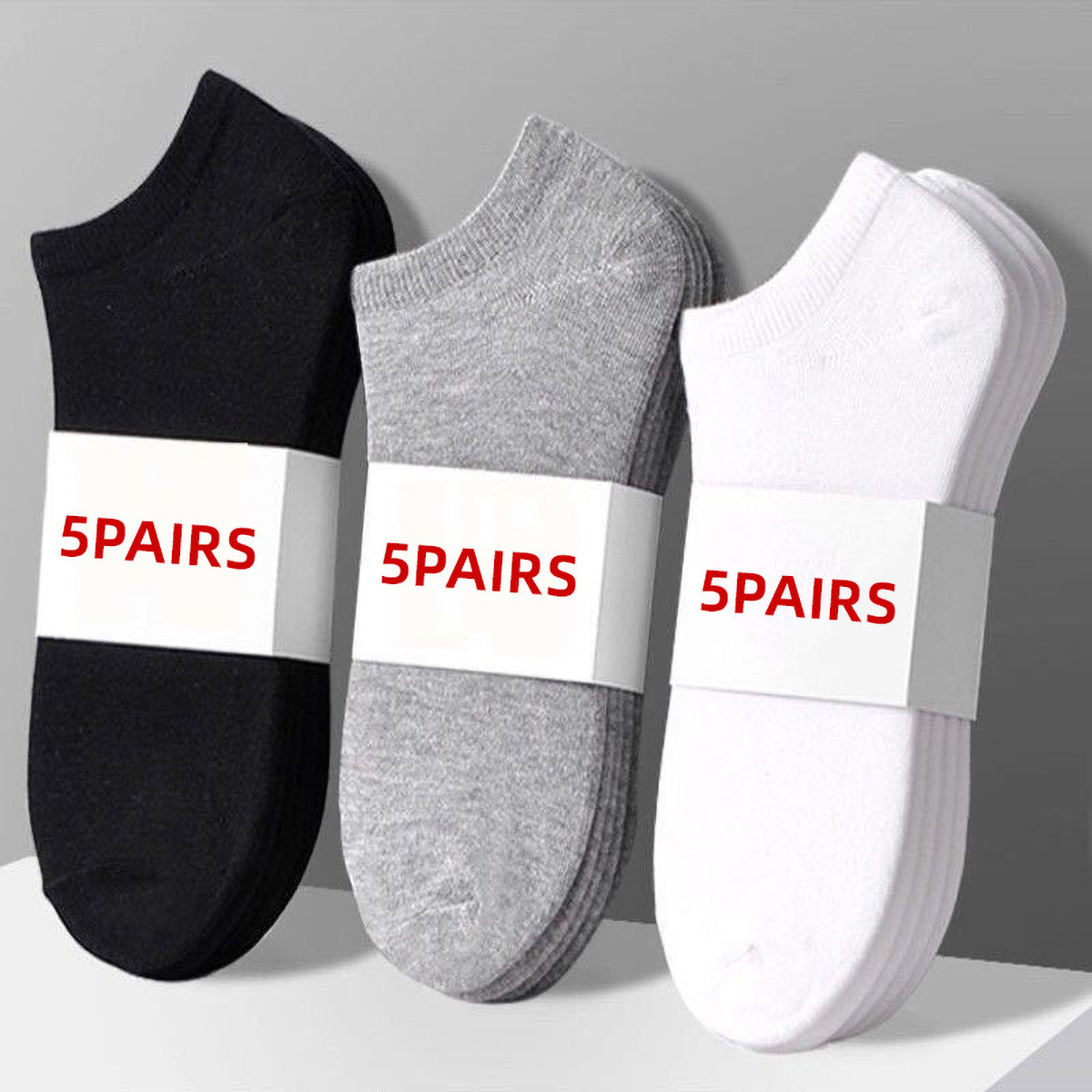 5 Pairs Unisex Casual Plain Co - Socks Ankle Men 评论和价格
