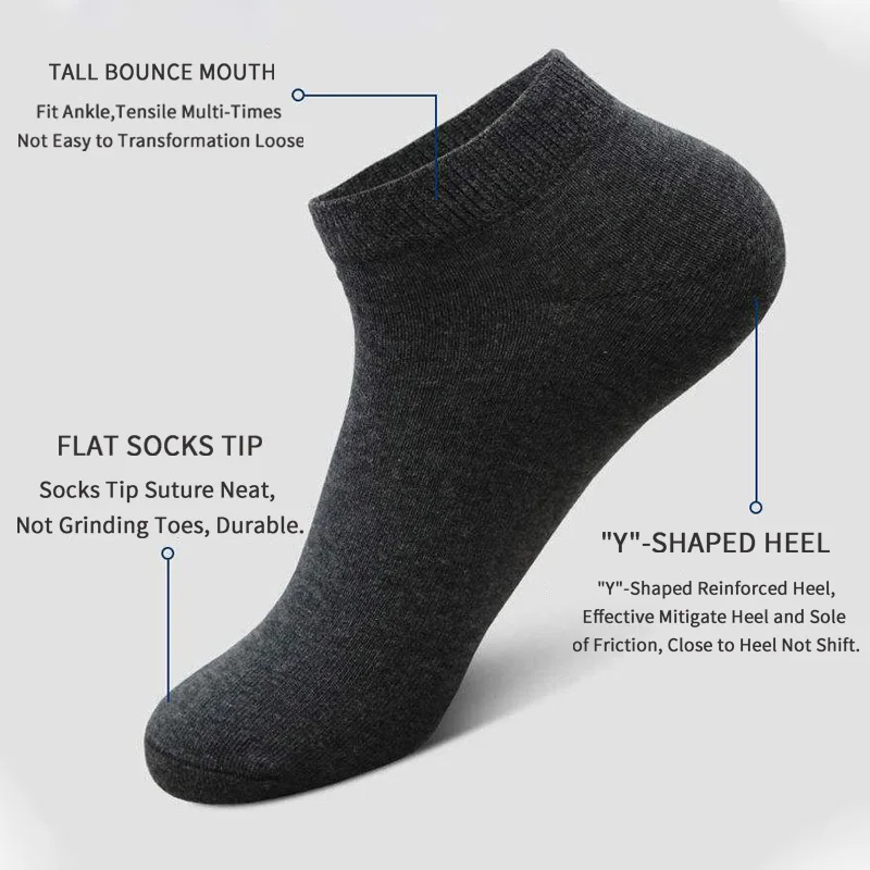5 Pairs Unisex Casual Plain Co - Socks Ankle Men 评论和价格