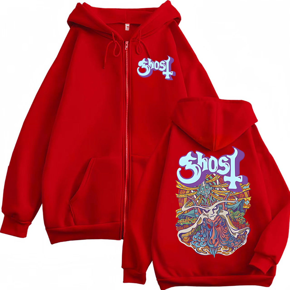 Ghost Band Graphic Zipper Hood - Mens Fashion Zip Up Hoodies 评论和价格