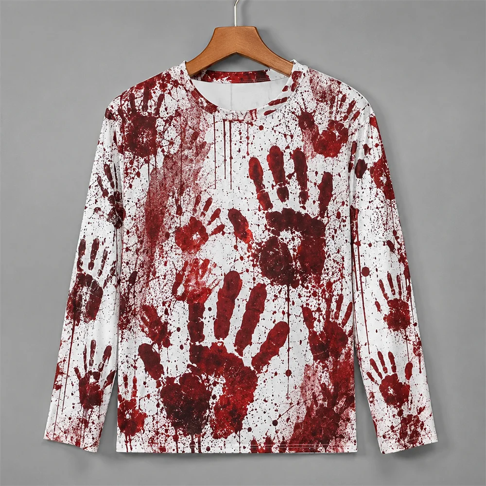 3D Print Horror Red Blood Stai - Mens Fashion Summer 评论和价格
