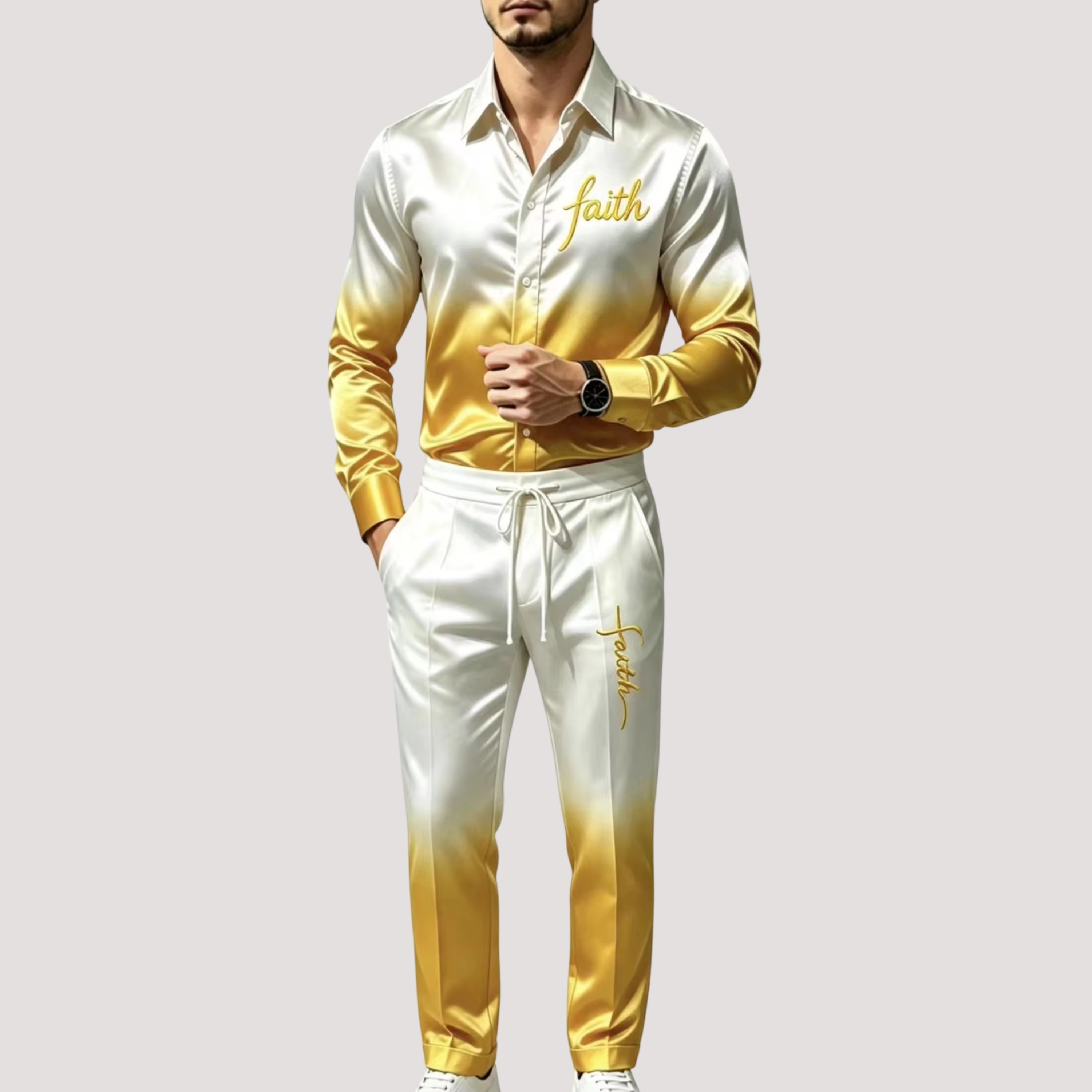 Men's Satin Silk Sports Suit T - Mens Fashion Clothes 评论和价格