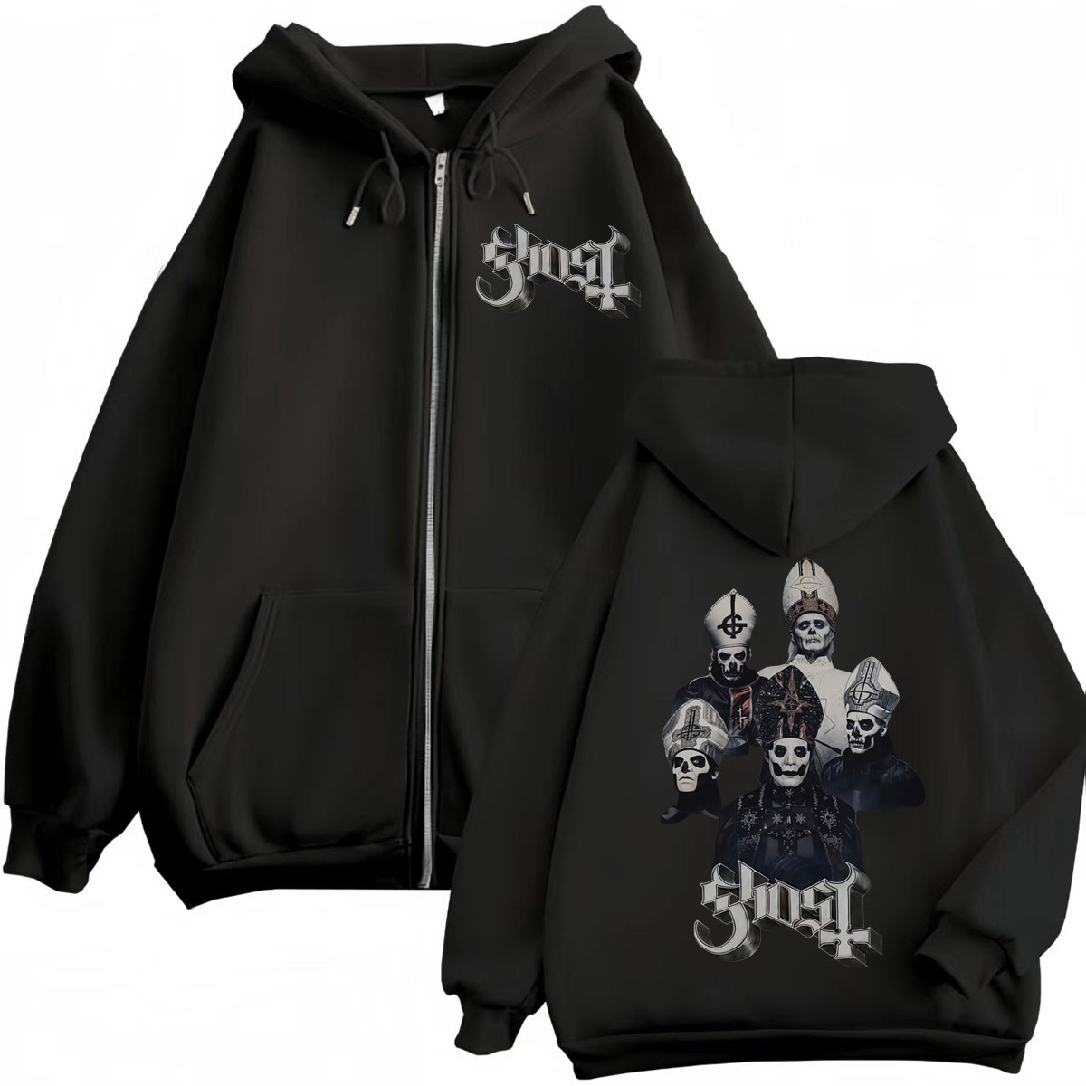 Hot Sale Ghost Band Zipper Hoo - Mens Fashion Zip Up Hoodies 评论和价格