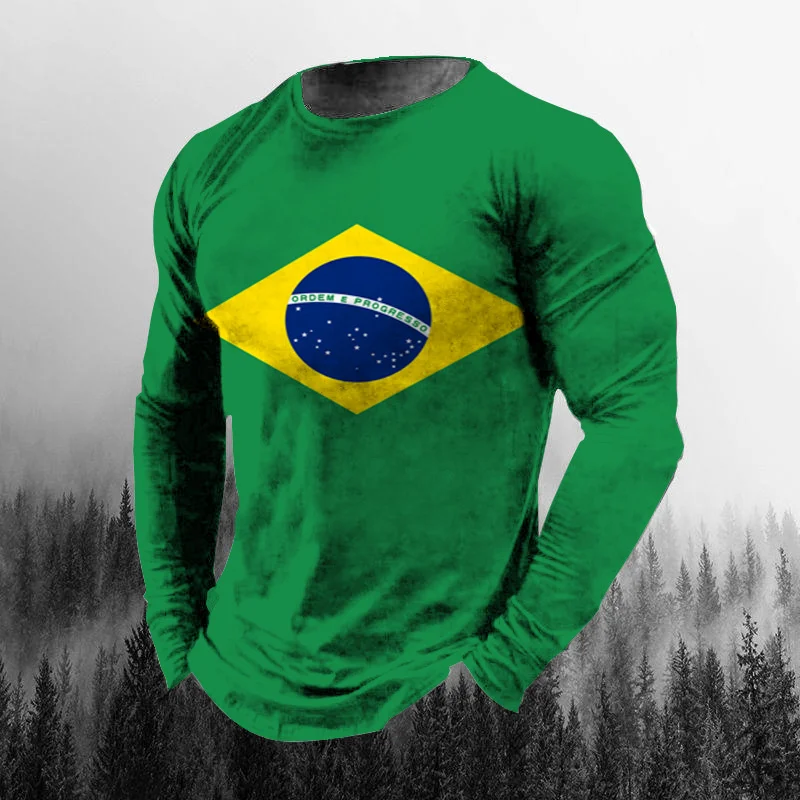 Vintage Brazilian Flag 3D Prin - Mens Fashion Clothes 评论和价格